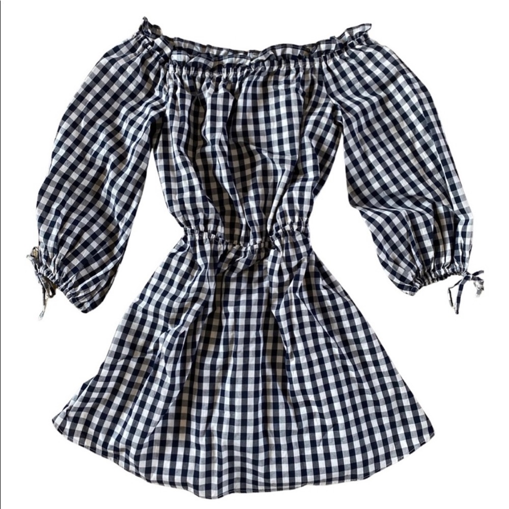 Lovers + Friends Black & White Gingham Off-Shoulder Mini Dress - Picture 3 of 3